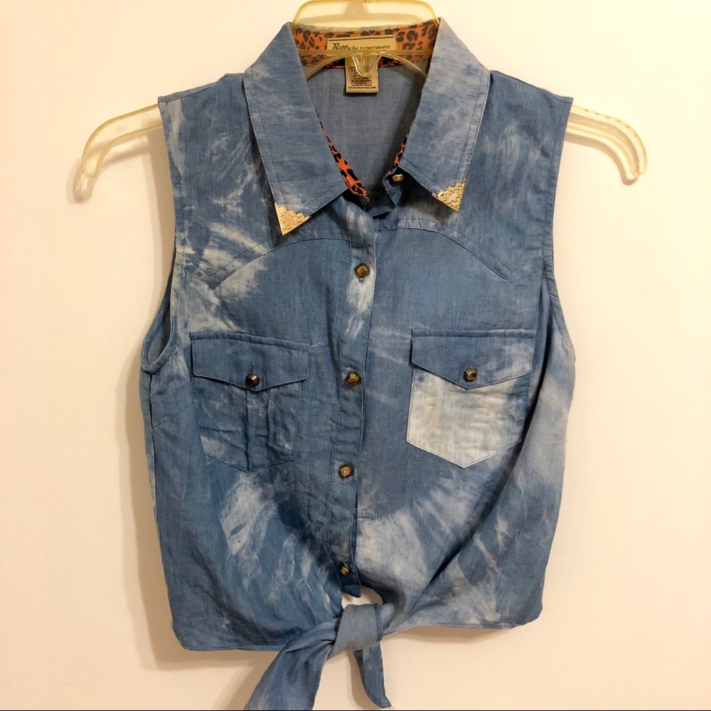 Denim Print Top